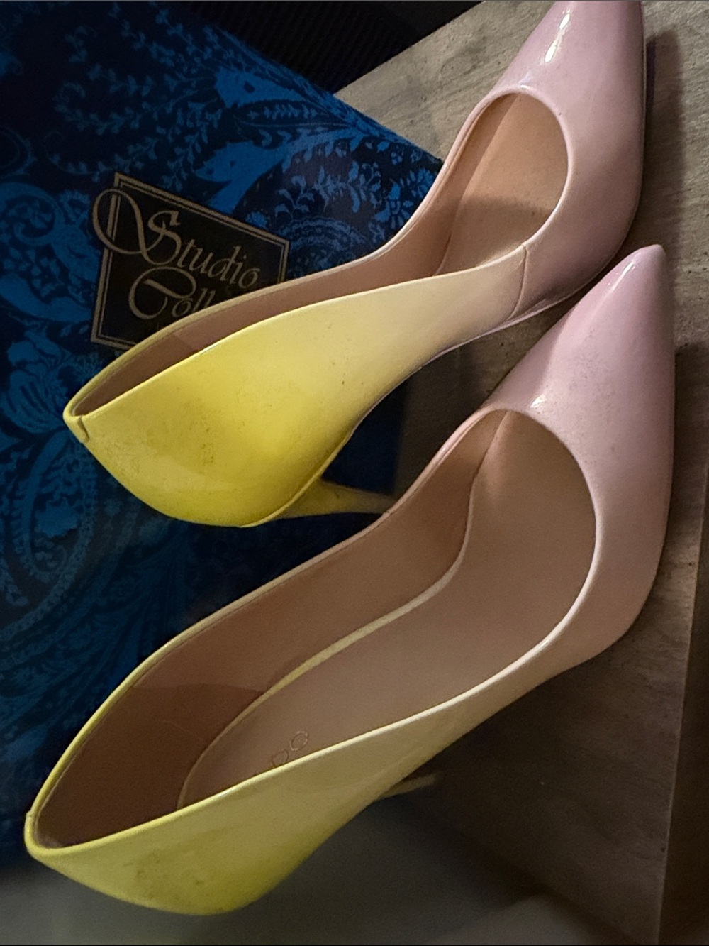Aldo StessyTwo-Tone Pink and Yellow Pointed-Toe Pumps